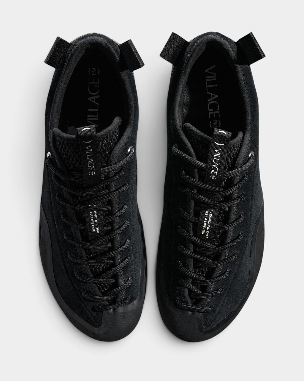 Lockwood Avenue Village PM 1PM black leather and suede skate shoes with offset lacing and dual heel tabs
