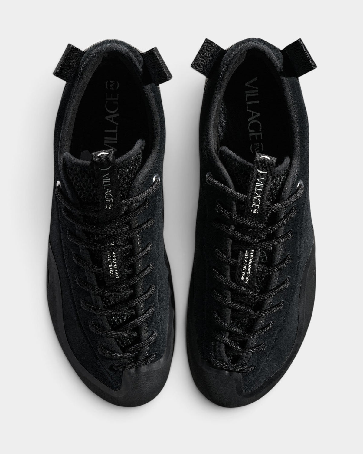 Lockwood Avenue Village PM 1PM black leather and suede skate shoes with offset lacing and dual heel tabs