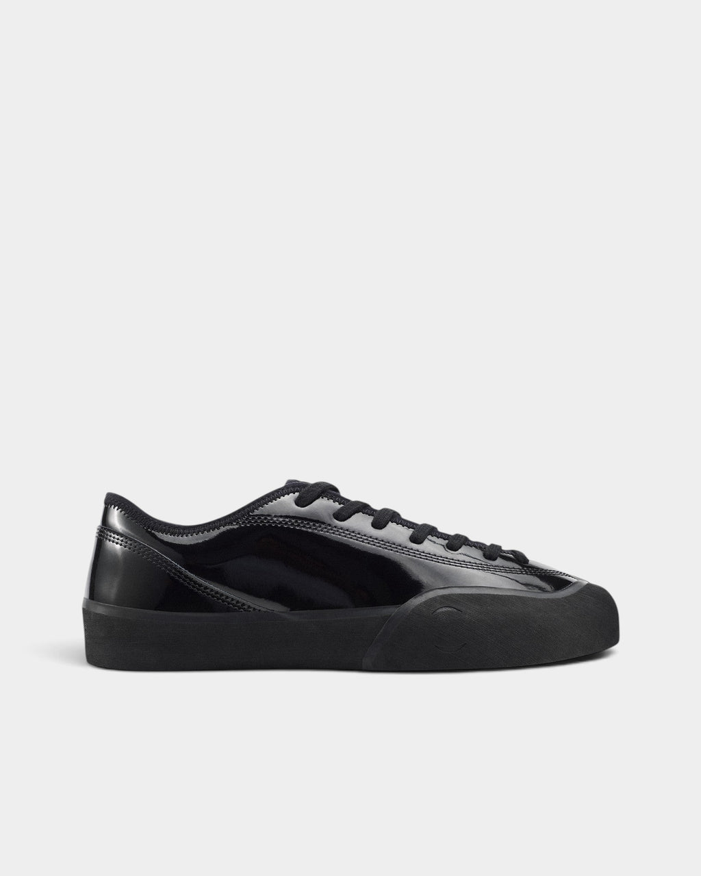 Lockwood Avenue Village PM 1.30PM low-top skate shoes in gloss black synthetic leather with rubber sole