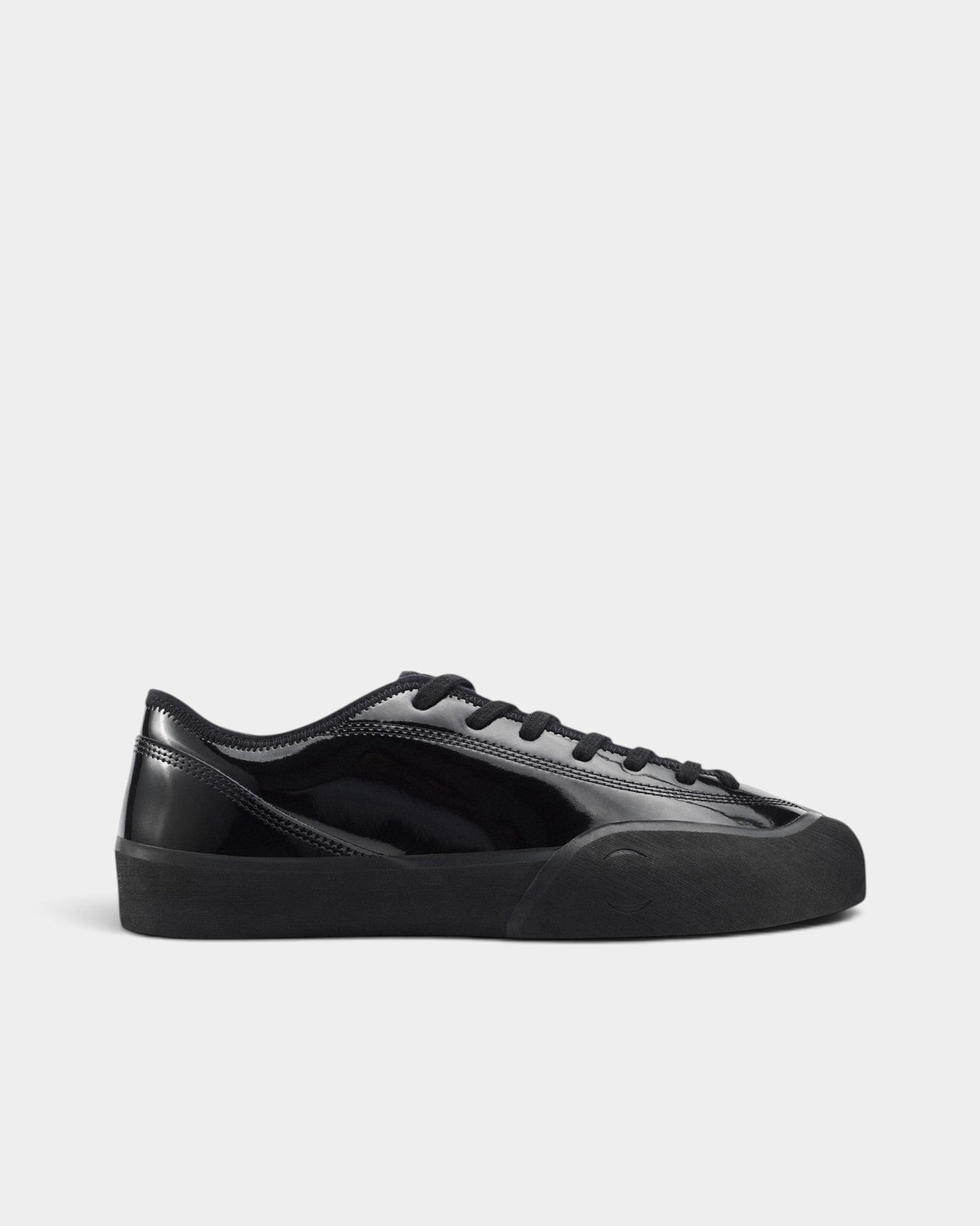 Lockwood Avenue Village PM 1.30PM low-top skate shoes in gloss black synthetic leather with rubber sole