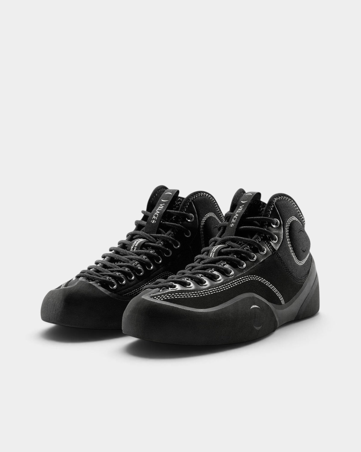 Lockwood Avenue Village PM 1PM MID black leather and suede skate shoes with offset lacing and rubber sole