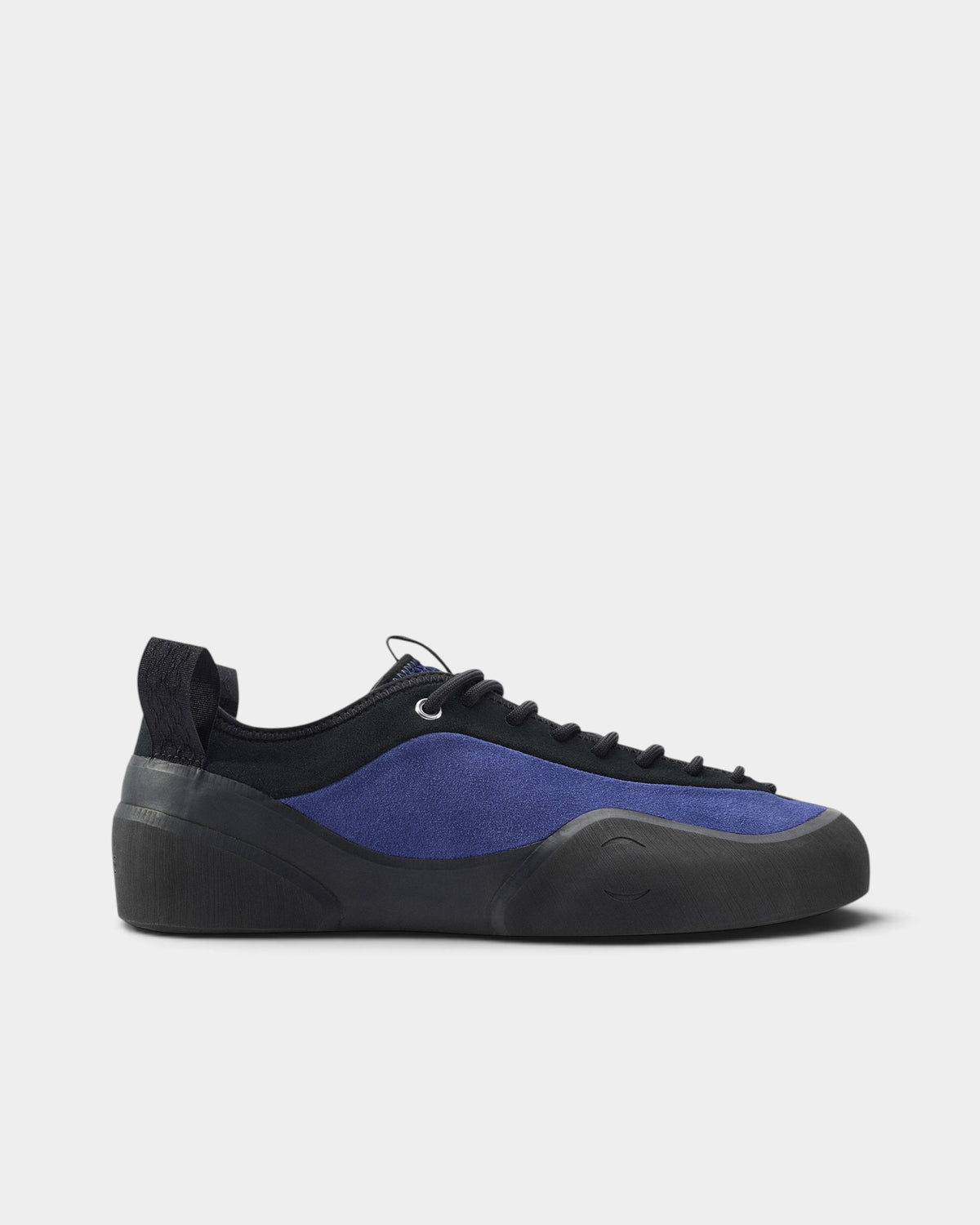 Lockwood Avenue Village PM 1PM skate shoes in blue suede and black leather with a unique rubber wrapped sole.