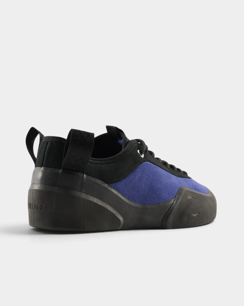 Lockwood Avenue Village PM 1PM skate shoes in black and blue leather and suede with a unique rubber glove sole