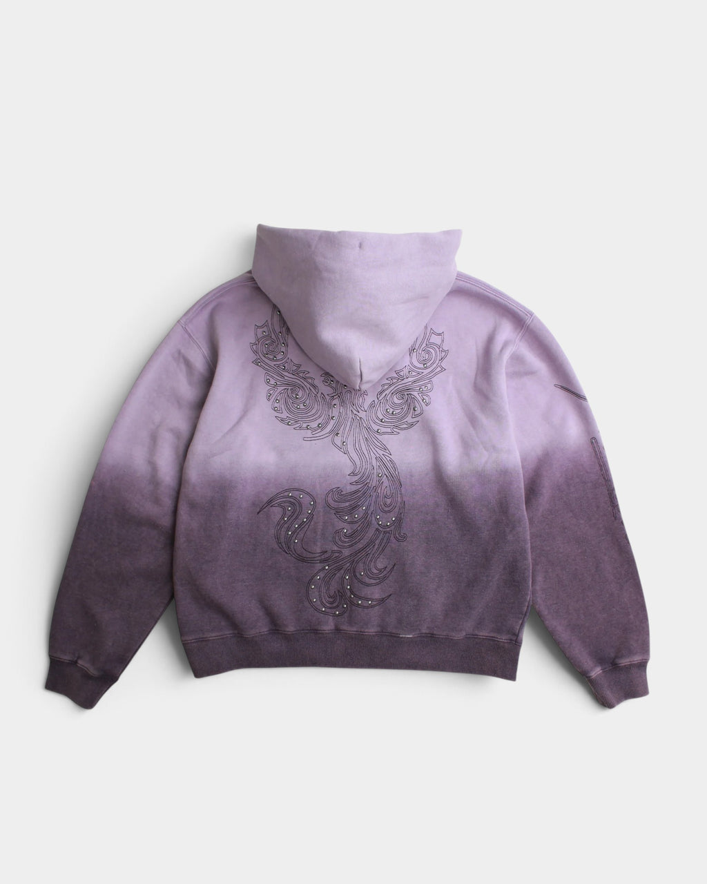 Lockwood Avenue Yardsale ombre cotton hoodie in purple with back embroidery and stud detailing