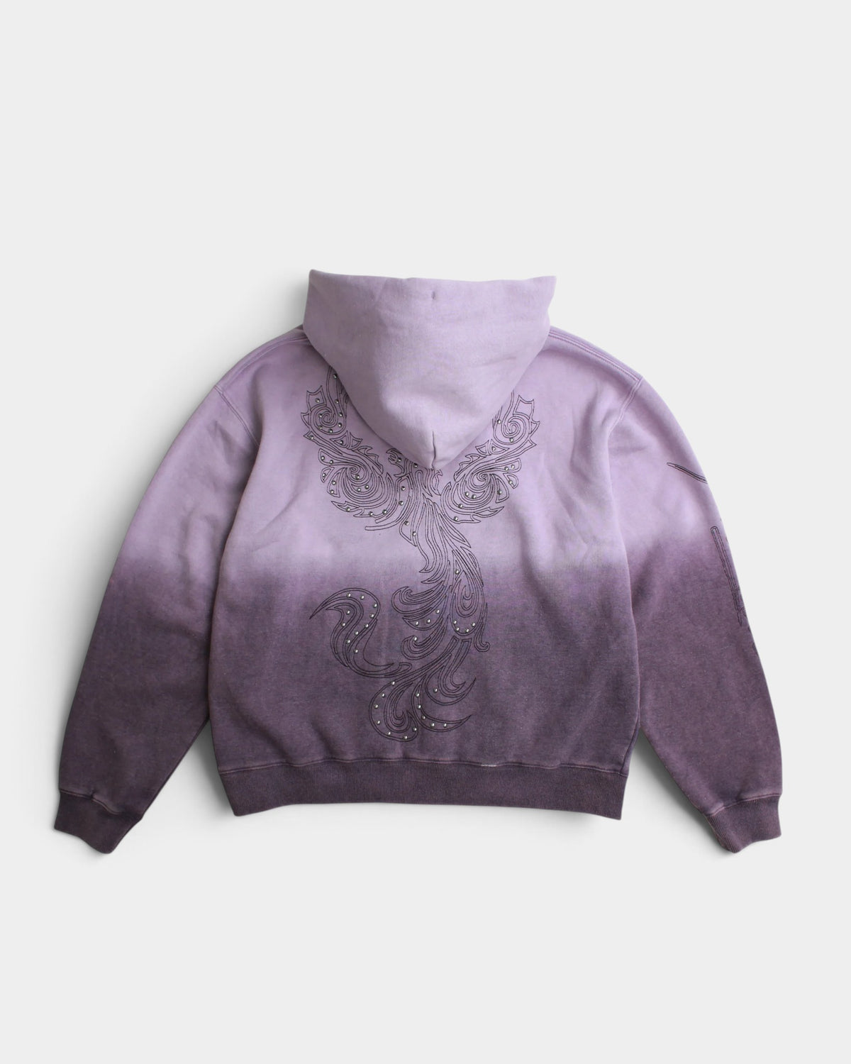 Lockwood Avenue Yardsale ombre cotton hoodie in purple with back embroidery and stud detailing