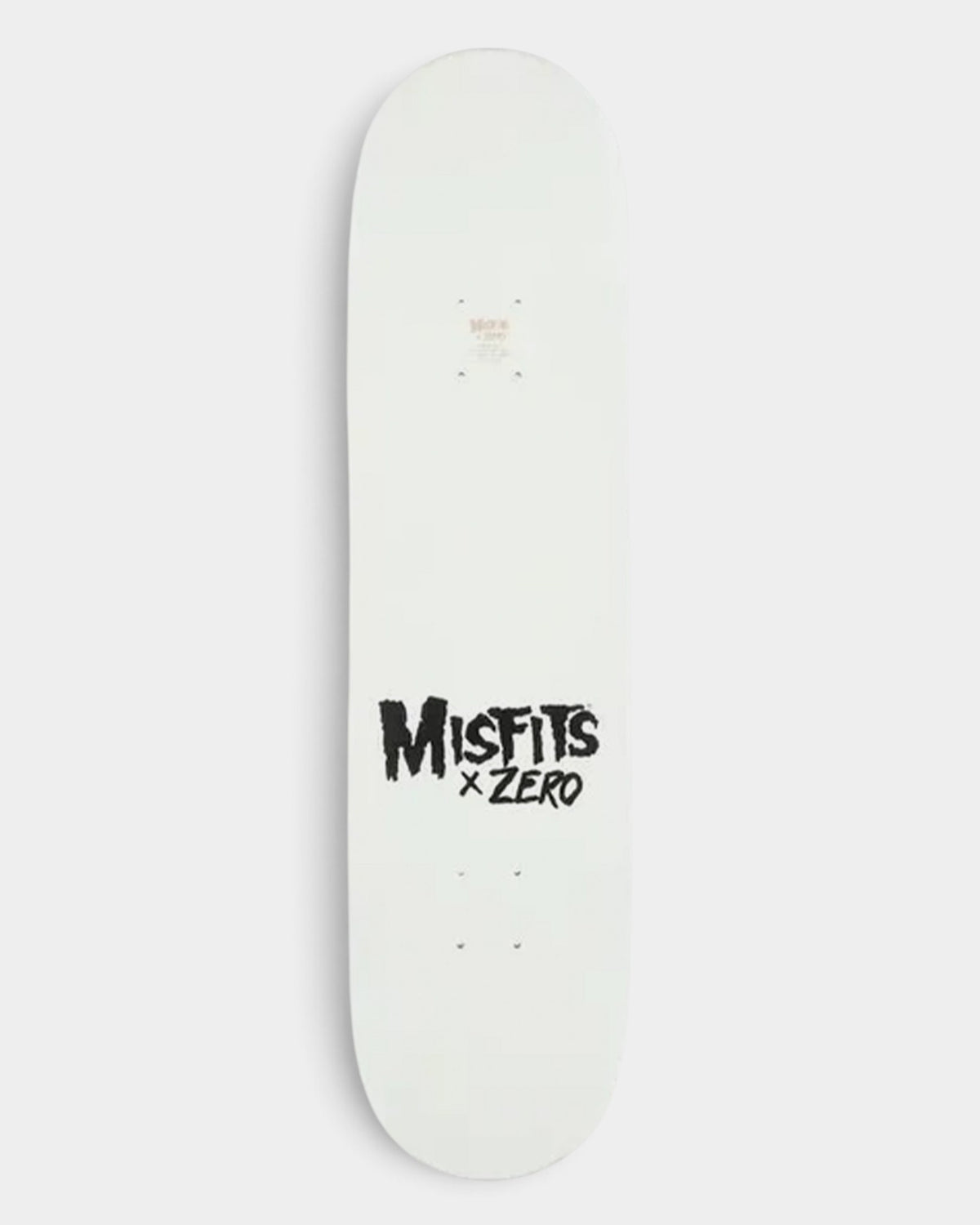 Lockwood Avenue Zero Misfits Zero Business 8.25 inch white skateboard deck with black collaborative logo graphic