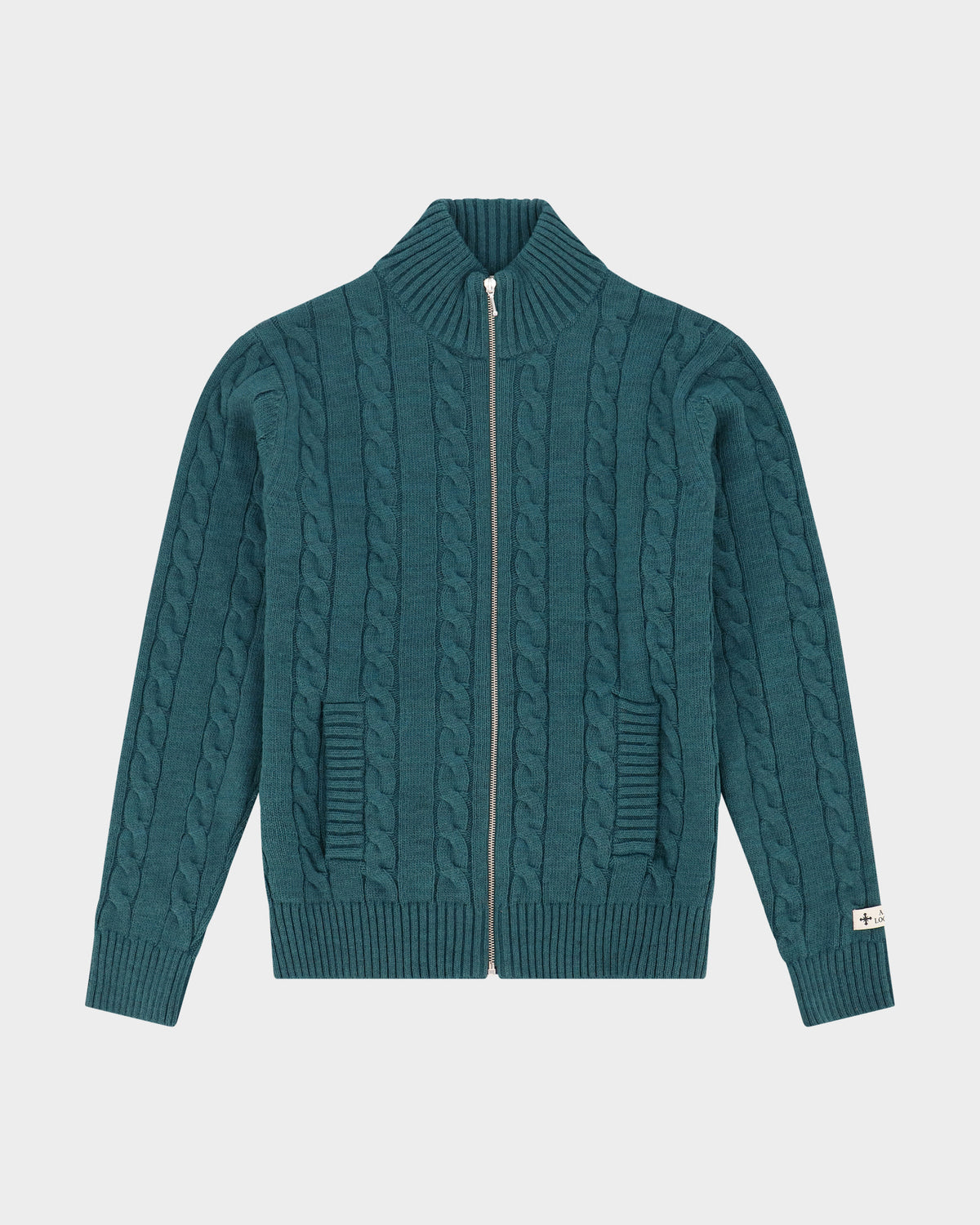 Lockwood Cable Knit Zip Sweater - Blue