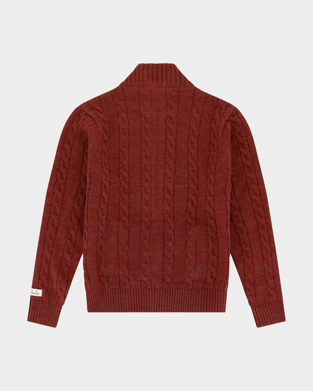 Lockwood Cable Knit Zip Sweater - Dark Red