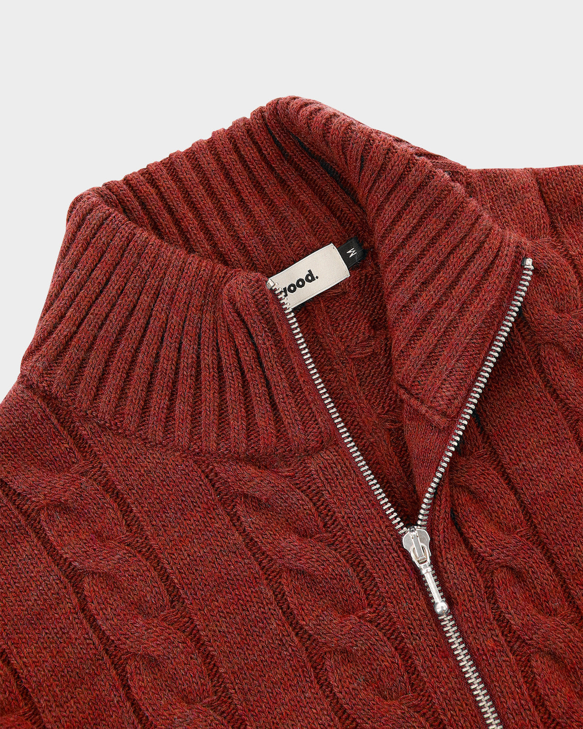 Lockwood Cable Knit Zip Sweater - Dark Red