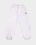 Lockwood Small Embroidered Logo Sweatpants in heather grey, flat-lay front view with the small blue embroidered Lockwood logo on the hip and elasticated cuffs