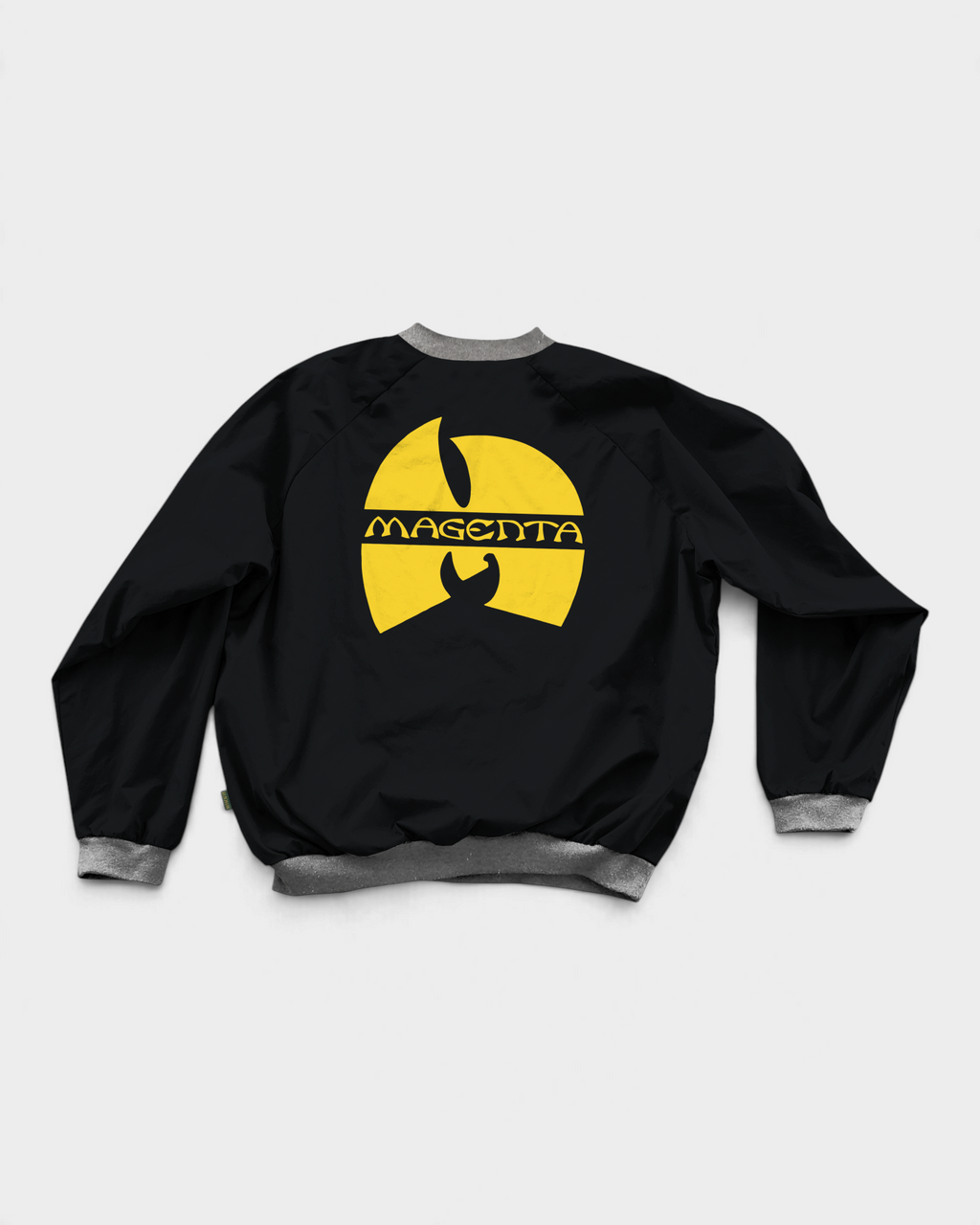 Magenta Shaolin Warm Up Crewneck - Black, back, with a large yellow Magenta logo