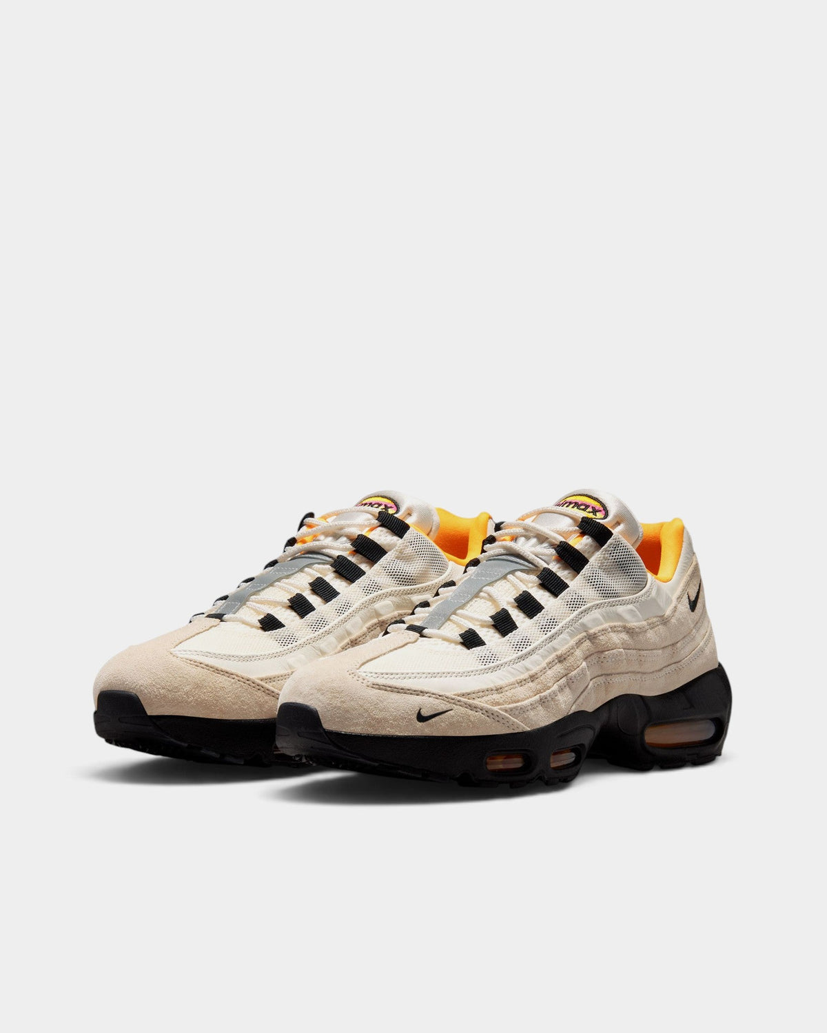 Lockwood Avenue Nike SB Air Max 95 Club 58 sneakers in sail, black, and laser orange with suede and mesh details.