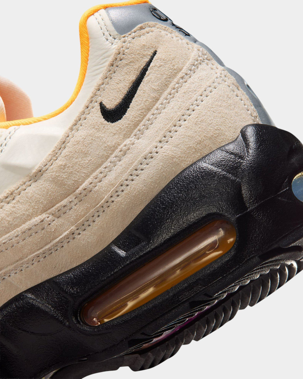 Lockwood Avenue Nike SB Air Max 95 Club 58 sneakers in sail suede and black with laser orange accents