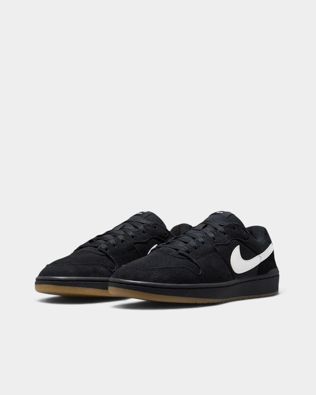 Lockwood Avenue Nike SB Code 58 black suede skate shoes with white swoosh and gum rubber cupsole