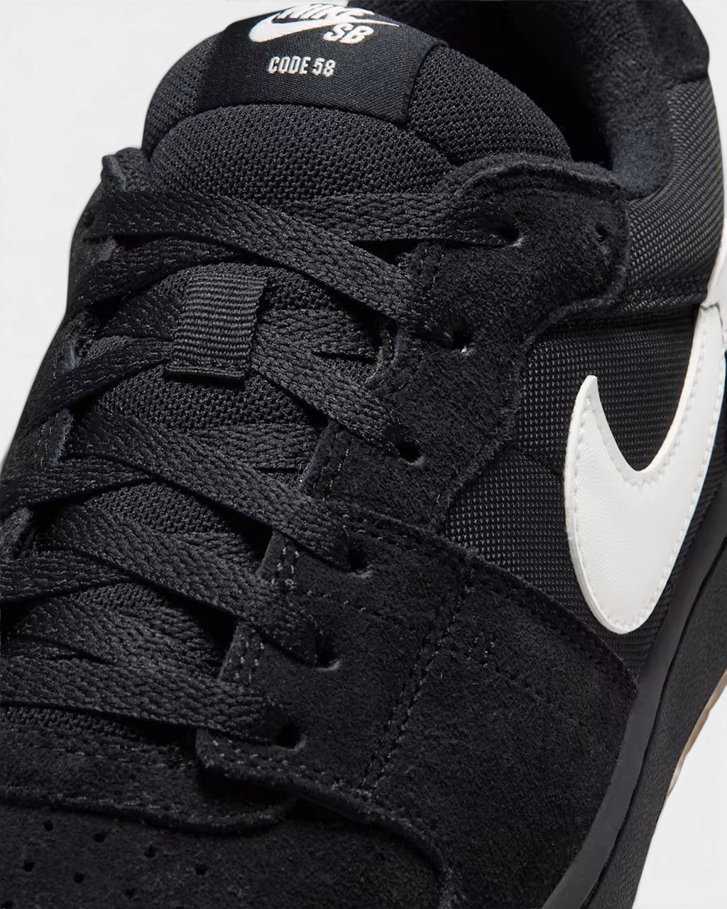 Lockwood Avenue Nike SB Code 58 black suede and mesh skate shoes with white swoosh logo detail