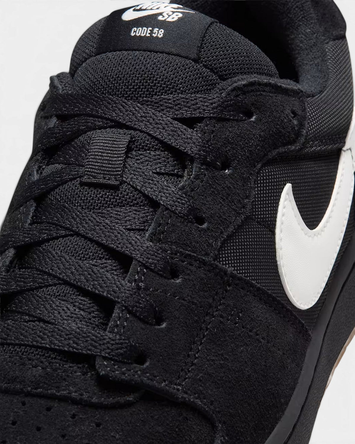 Lockwood Avenue Nike SB Code 58 black suede and mesh skate shoes with white swoosh logo detail