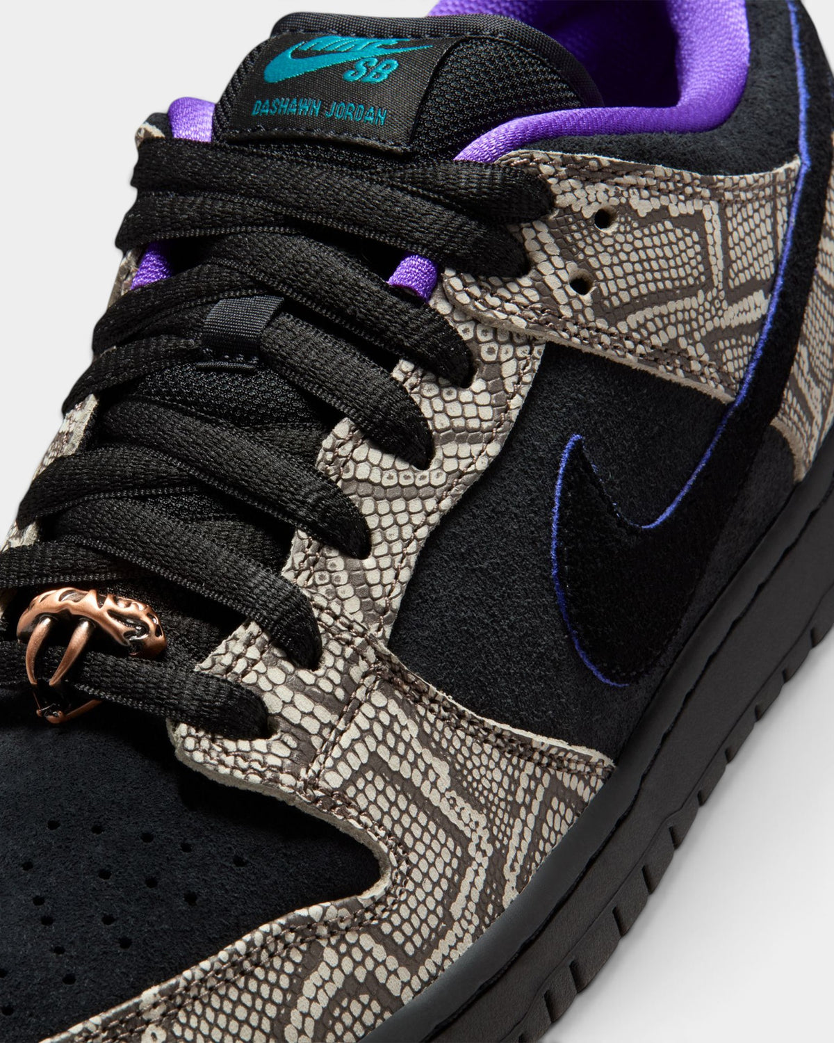 Nike SB Dunk Low Dashawn Jordan Shoes - String / Black / Bright Spruce / Fierce Purple