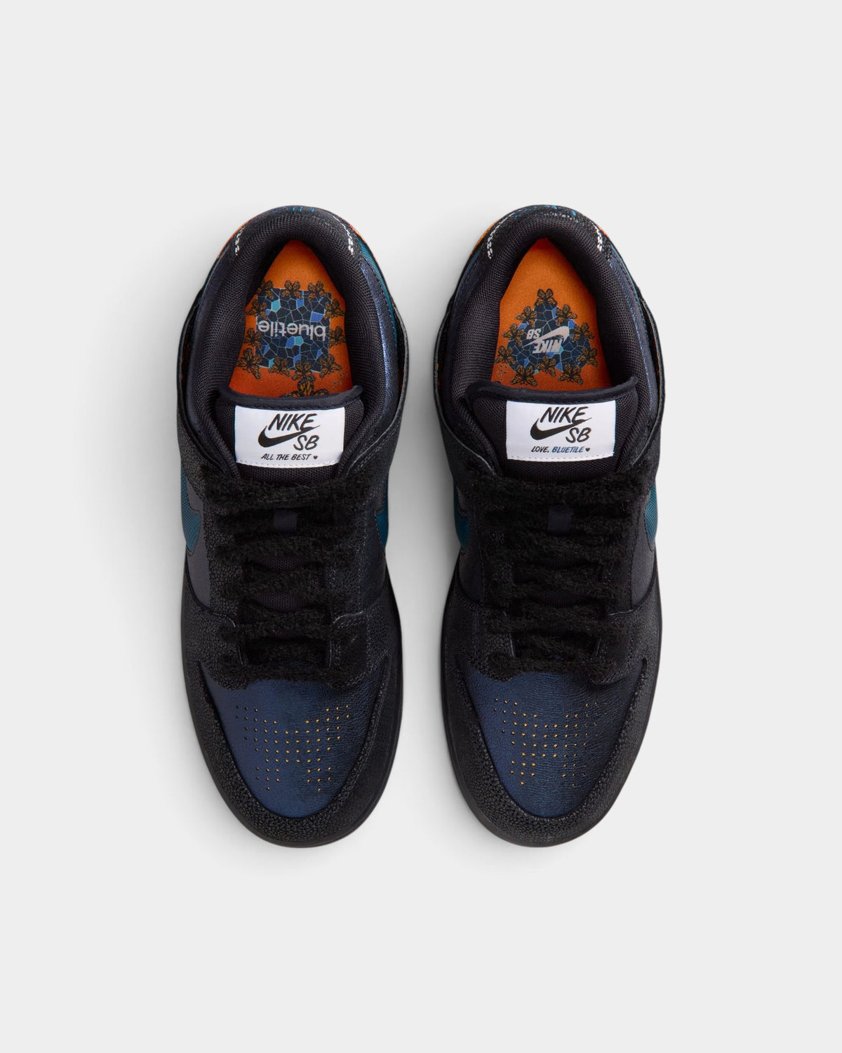 Nike SB x Bluetile Dunk Low Pro Shoes - Black / Marina / White / Campfire Orange