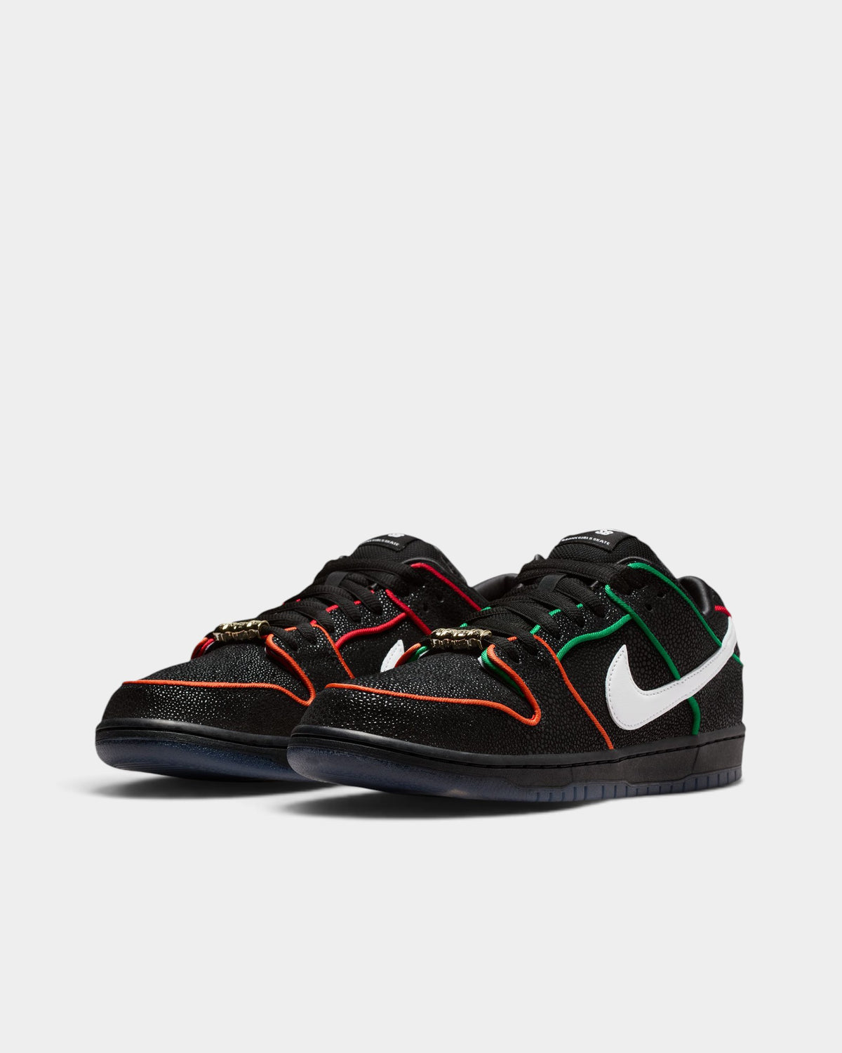 Nike SB x Bronx Girls Skate Dunk Low Pro Shoes - Black / White / Challenge Red / Total Orange