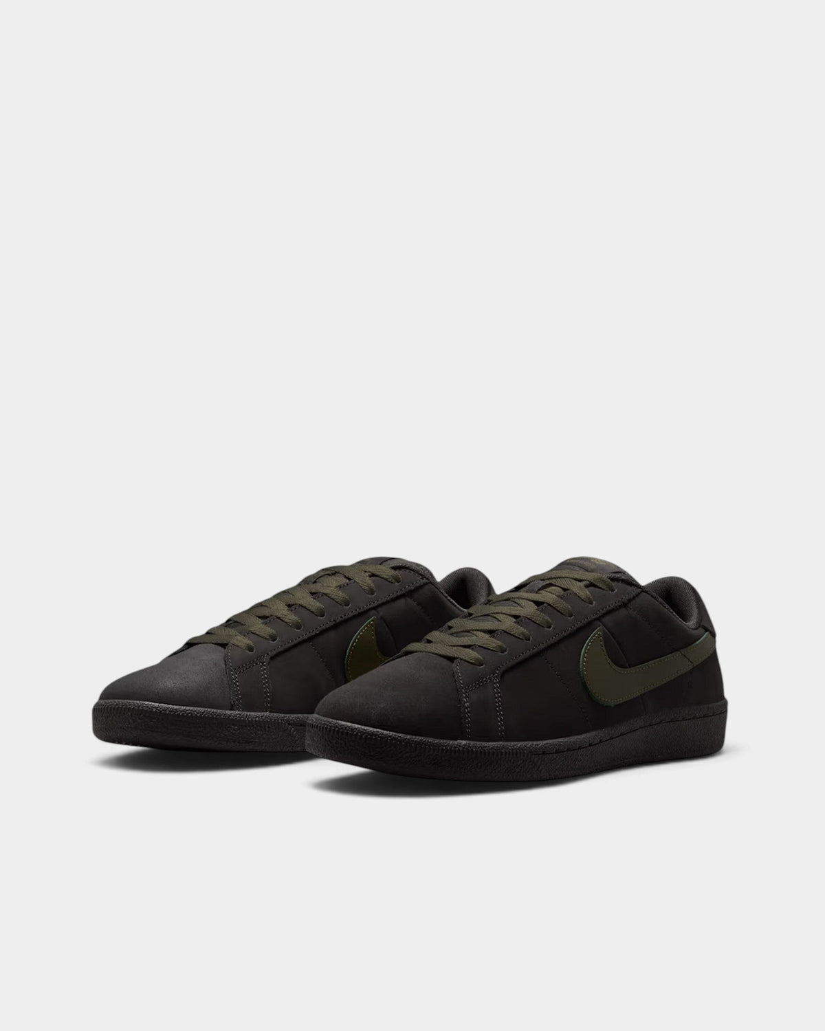Lockwood Avenue Nike SB Zoom Tennis Classic sneakers in black leather and textile with olive green swoosh detail.