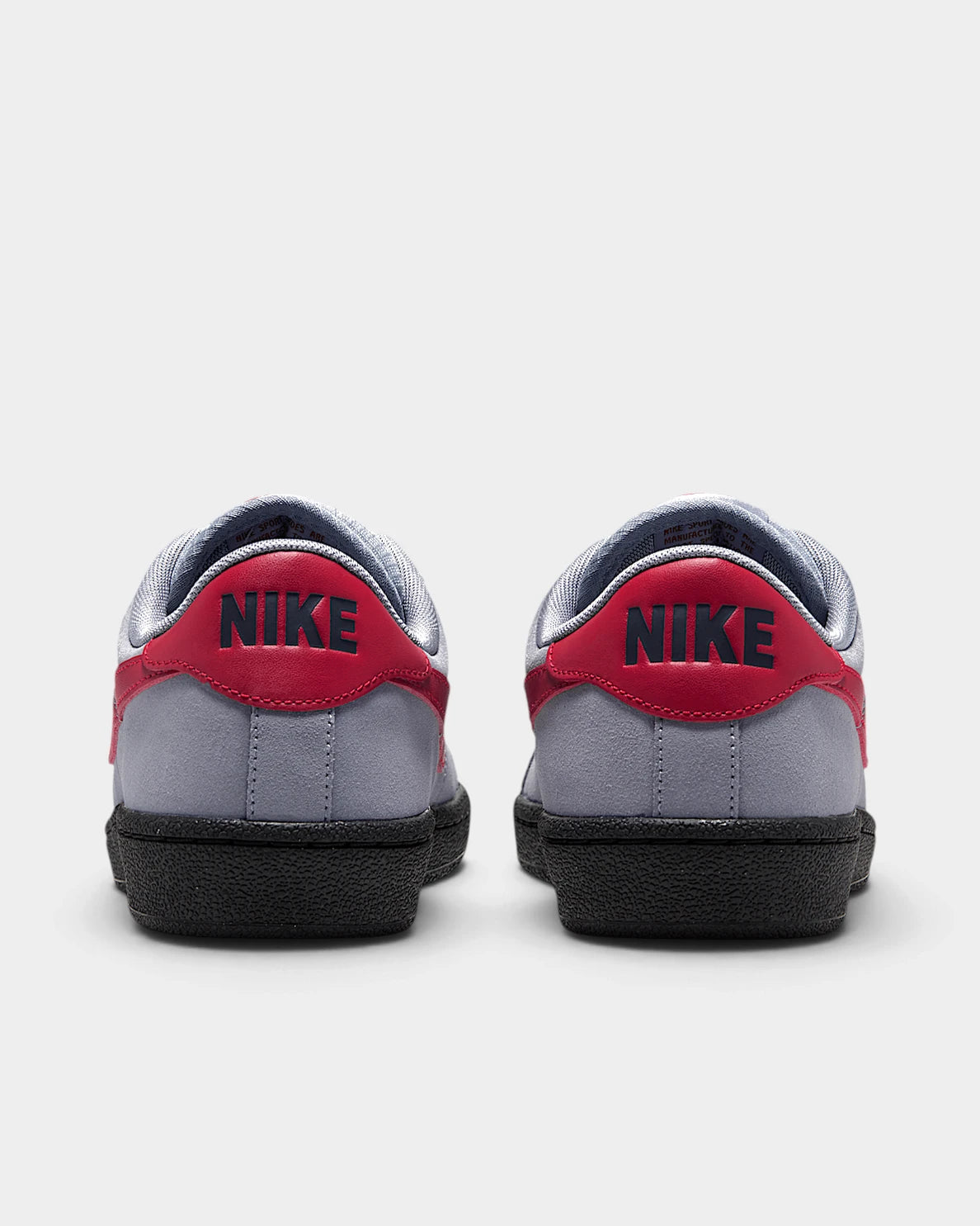 Nike SB Zoom Tennis Classic Shoes in Stealth/Gym Red/Black, both shoes from behind, showing the red heel tabs with the Nike lettering