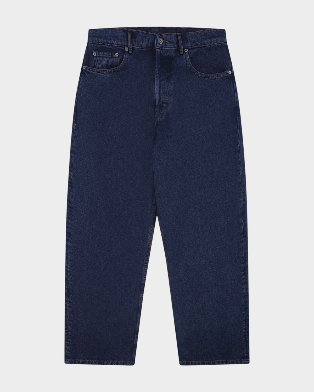 Lockwood Classic Relaxed Jeans in Galaxy Blue, flat-lay front: dark indigo denim