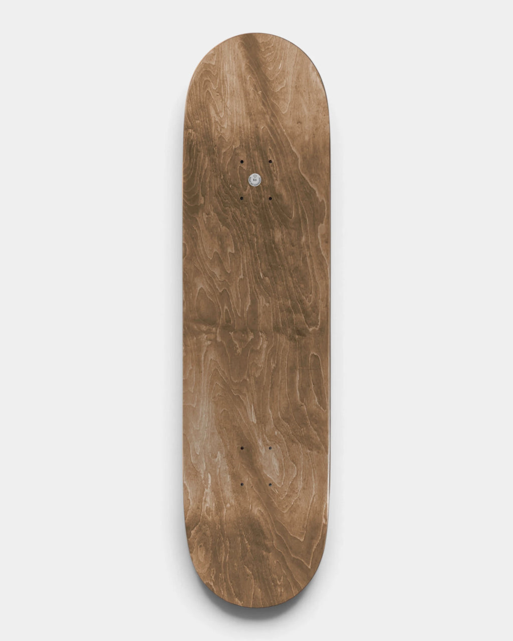 Lockwood Avenue Poetic Collective Digital Oppression deck seen from underneath, plain natural maple veneer