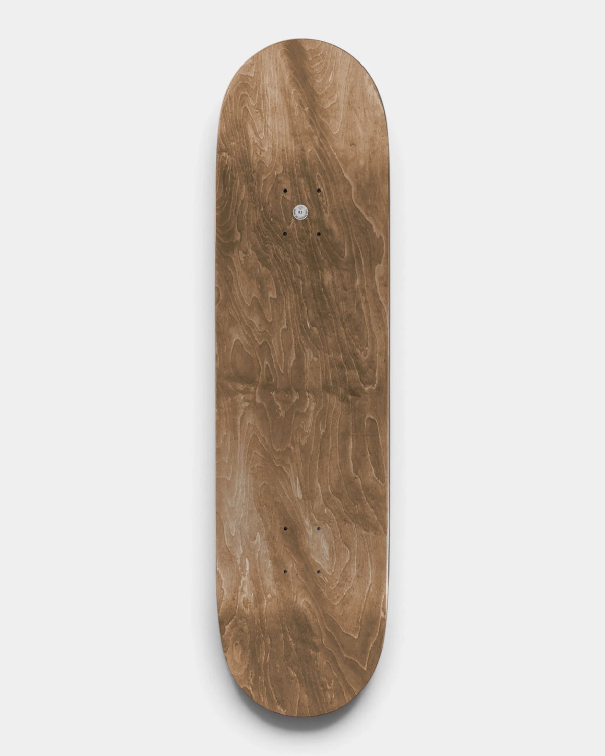 Lockwood Avenue Poetic Collective Digital Oppression deck seen from underneath, plain natural maple veneer