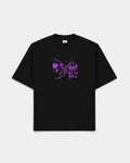 Lockwood Avenue Poetic Collective Planning Ahead T-Shirt in black, front view with a purple photo graphic across the chest