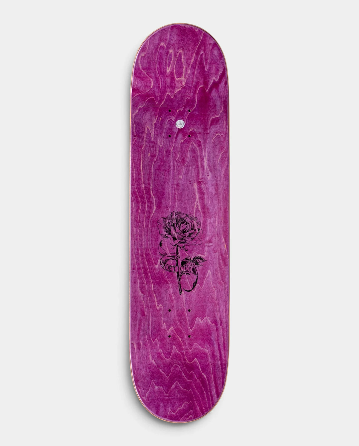 Lockwood Avenue Poetic Collective Thinking About You deck, other side, purple stained veneer with a line drawing of a rose
