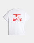 Lockwood Avenue Polar Apocalypse Nun T-Shirt in white, front view with the red nun print and polar skate co lettering across the chest