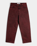 Lockwood Avenue Polar Big Boy Pants in Red Black, front view of the baggy overdyed denim