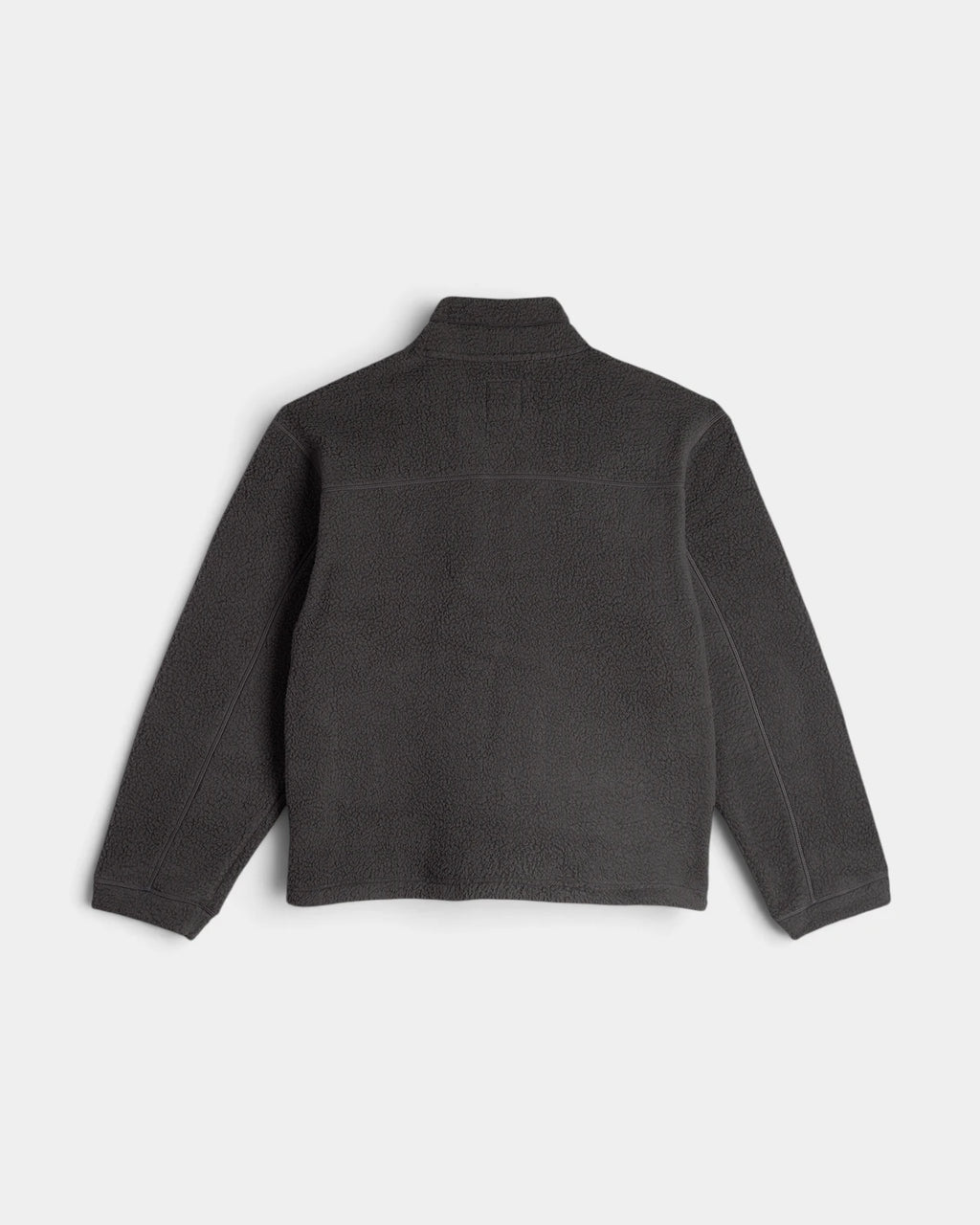 Lockwood Avenue Polar Roman Fleece Jacket in Dirty Black seen from the back, the yoke seam running across the shoulders