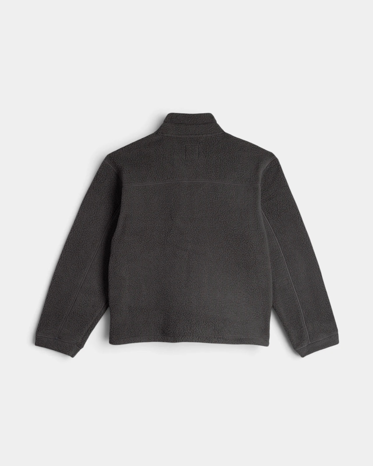 Lockwood Avenue Polar Roman Fleece Jacket in Dirty Black seen from the back, the yoke seam running across the shoulders