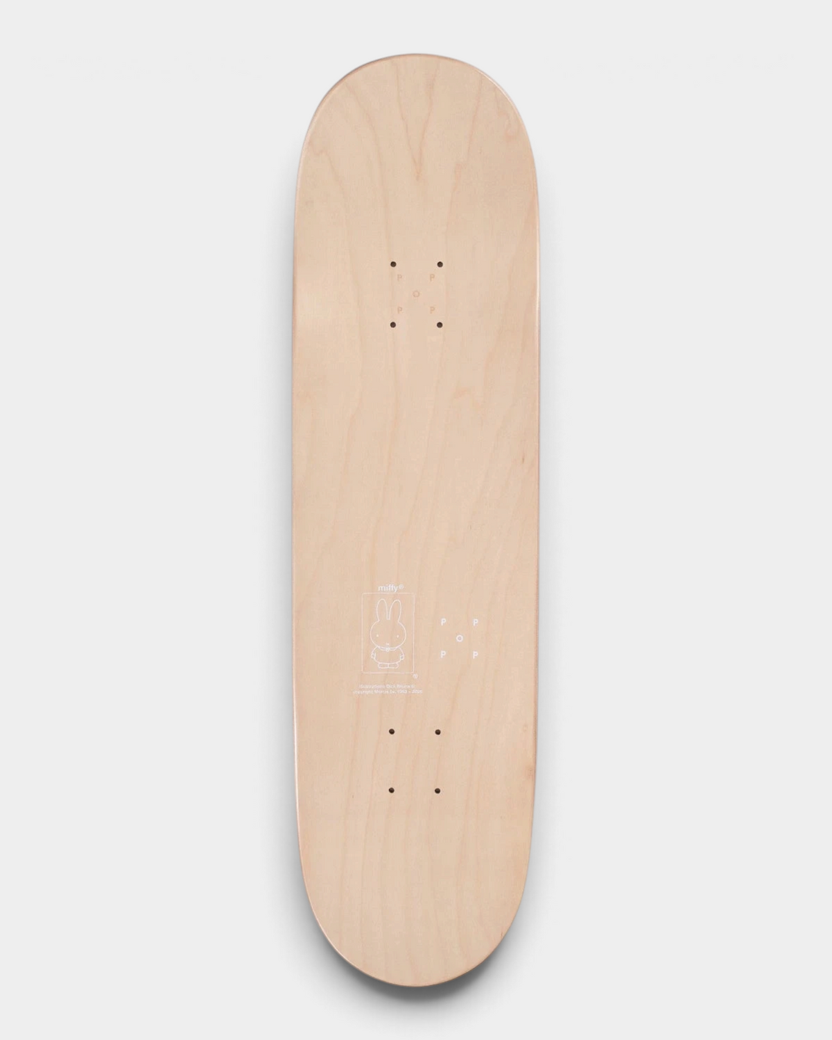 Pop Trading Company x Miffy BS deck 8.375", underside in plain natural wood