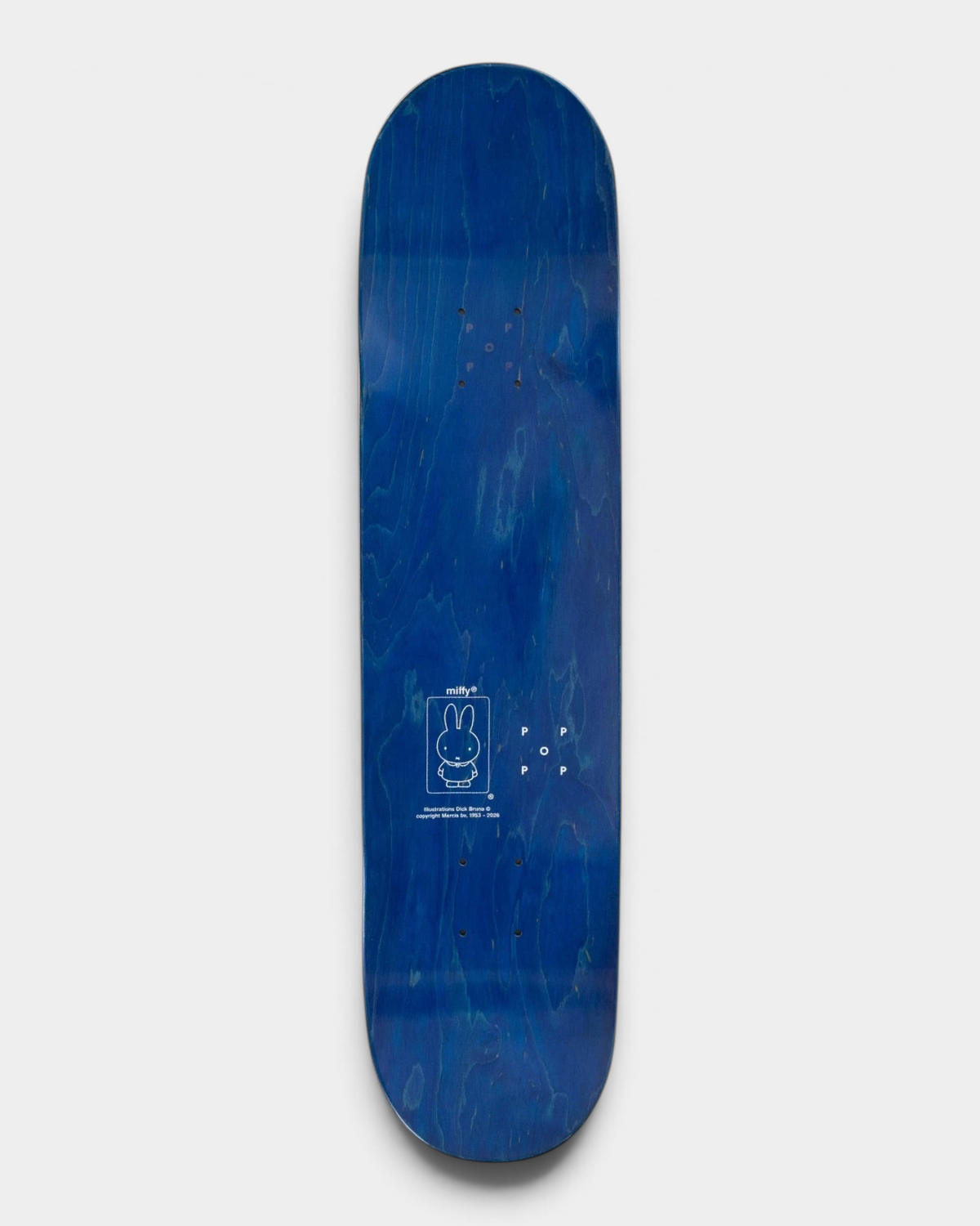 Pop Trading Company x Miffy Over The Moon deck 7.75", underside in a blue stain