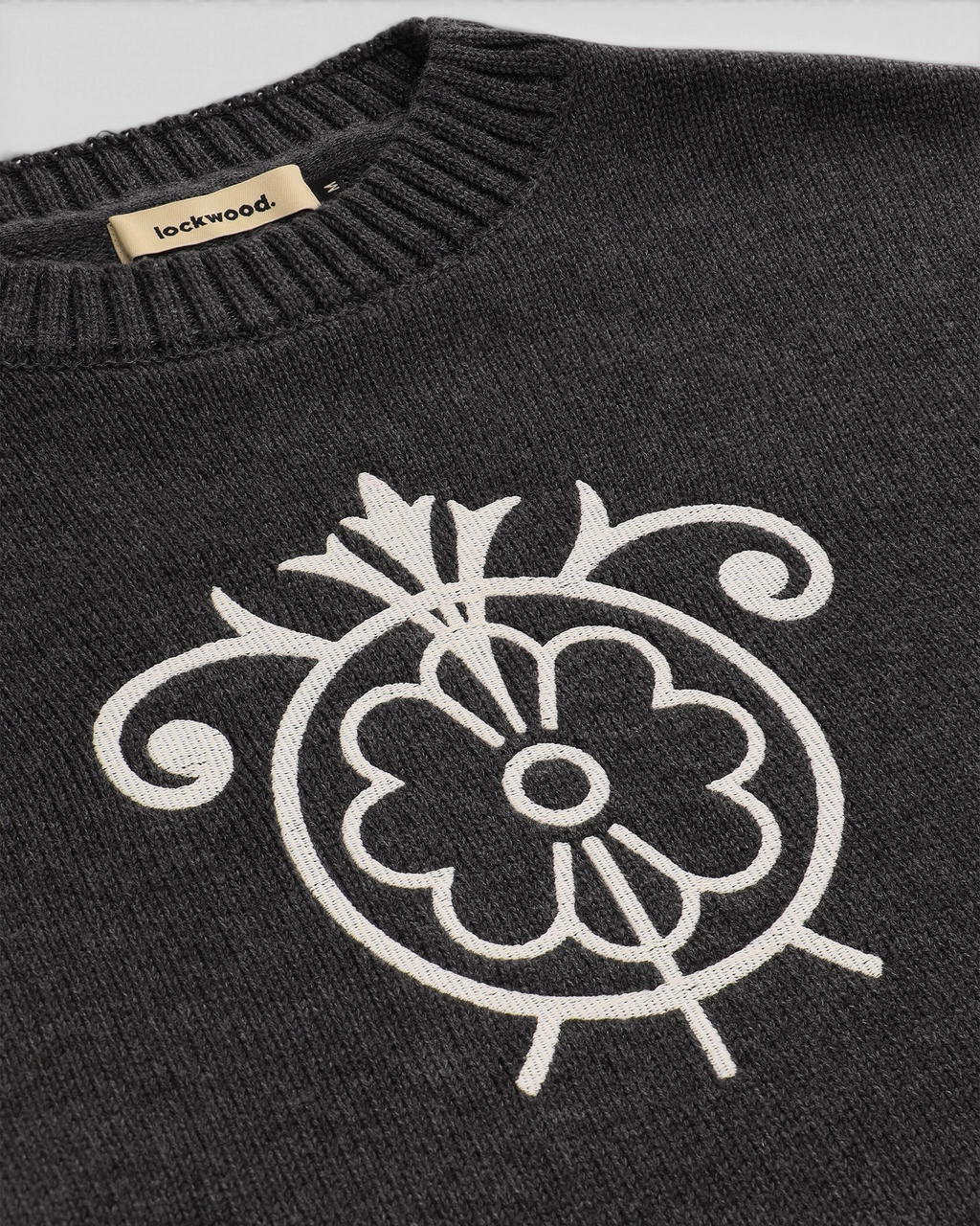 Lockwood Gothic Flower Knit Anthracite Melange/White