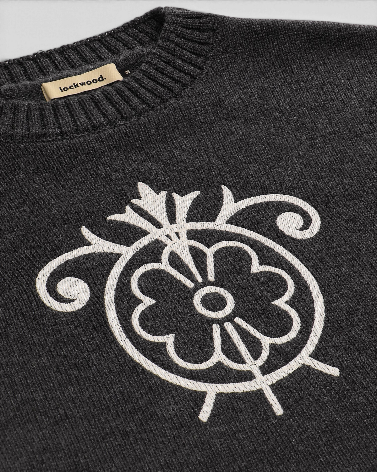 Lockwood Gothic Flower Knit Anthracite Melange/White