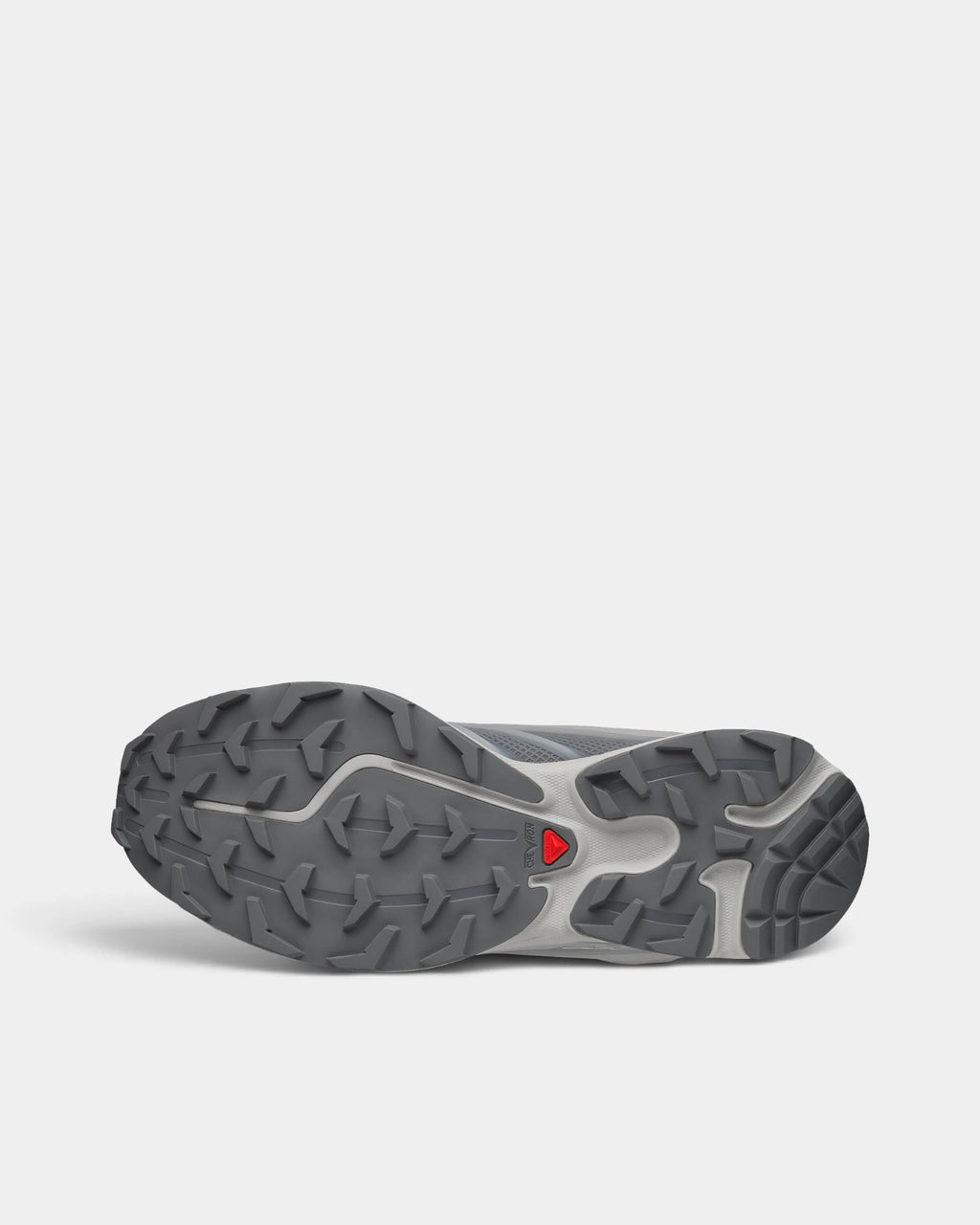 Salomon XT-EVO Shoes in Alloy/Castlerock/Footwear Silver, the outsole, tread facing the camera