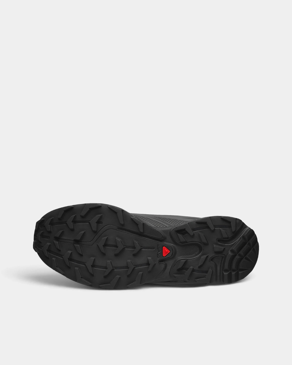 Salomon XT-EVO Shoes in Black/Black/Asphalt, the outsole, tread facing the camera