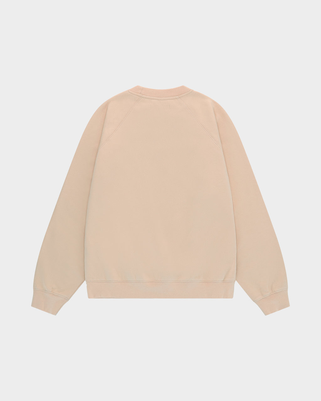 Lockwood Initials Antwerp Crewneck Sweatshirt in Tan, flat-lay back: plain, with raglan sleeves