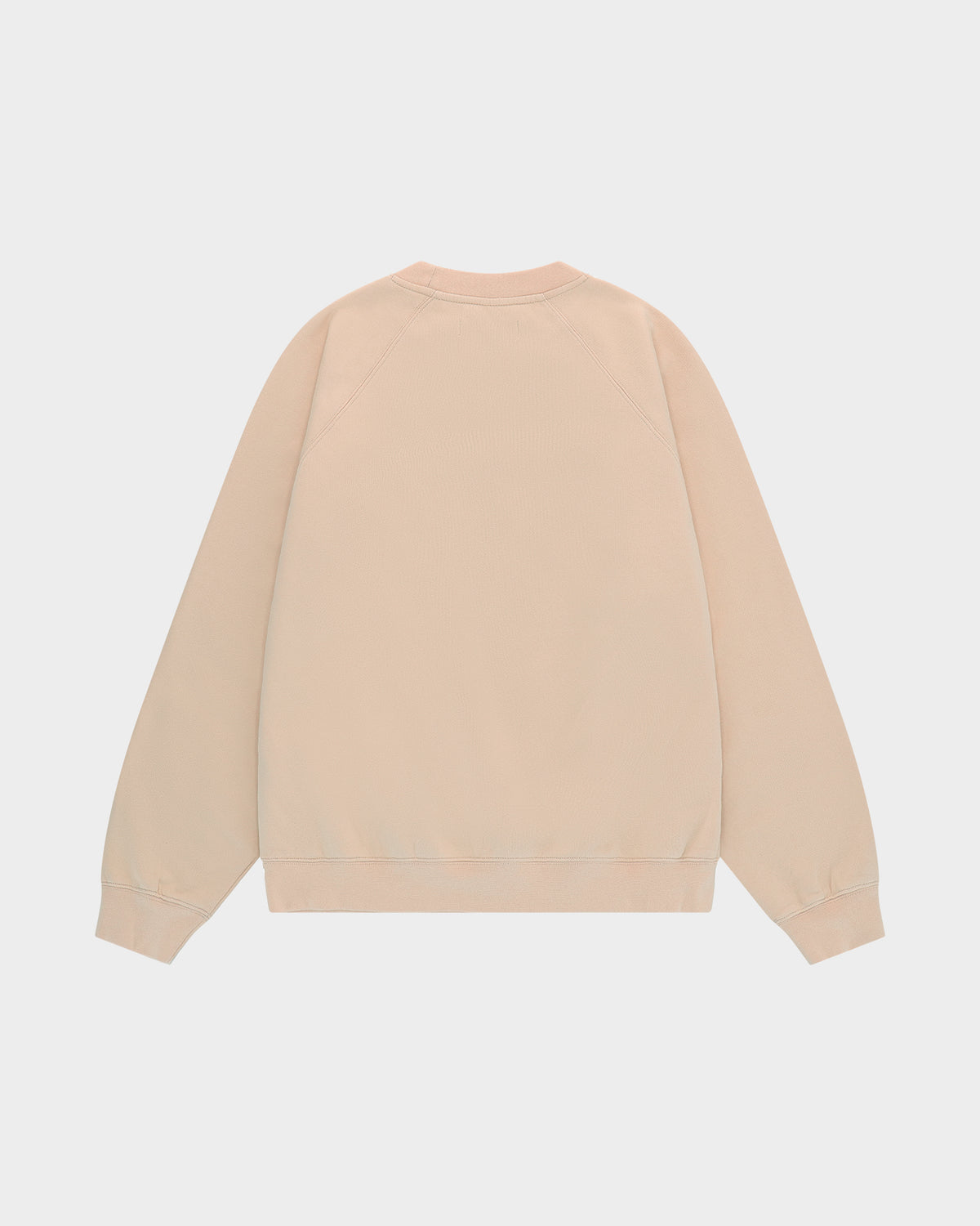 Lockwood Initials Antwerp Crewneck Sweatshirt in Tan, flat-lay back: plain, with raglan sleeves