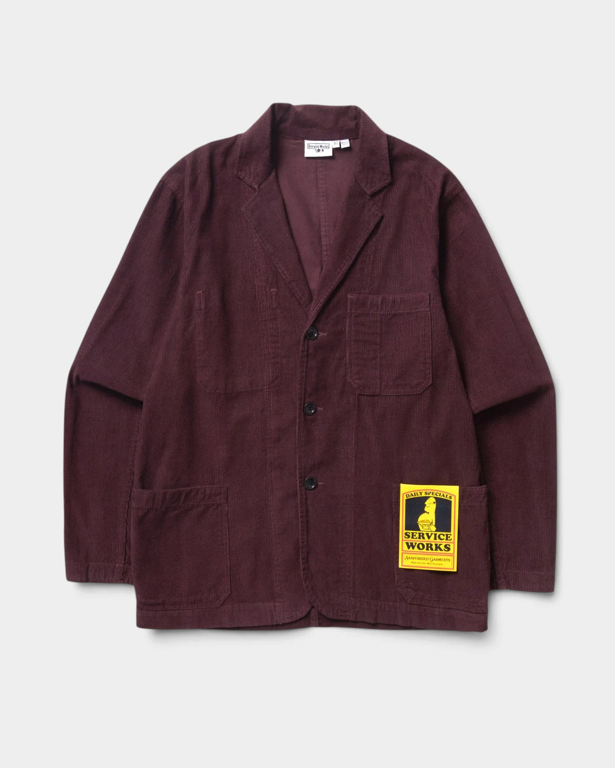 Service Works Fine Cord Server Suit Jacket - Burgundy