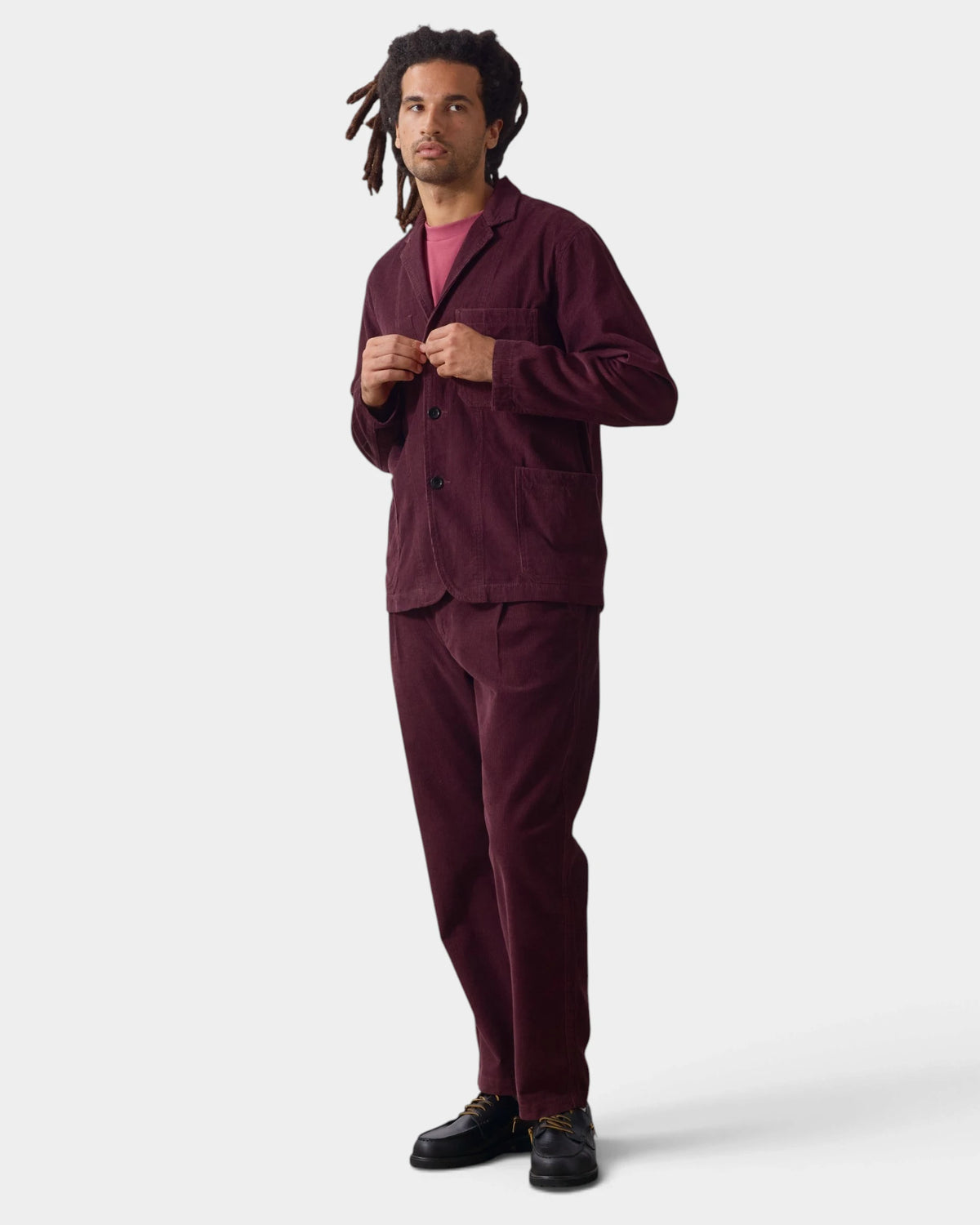 Service Works Fine Cord Server Suit Jacket - Burgundy