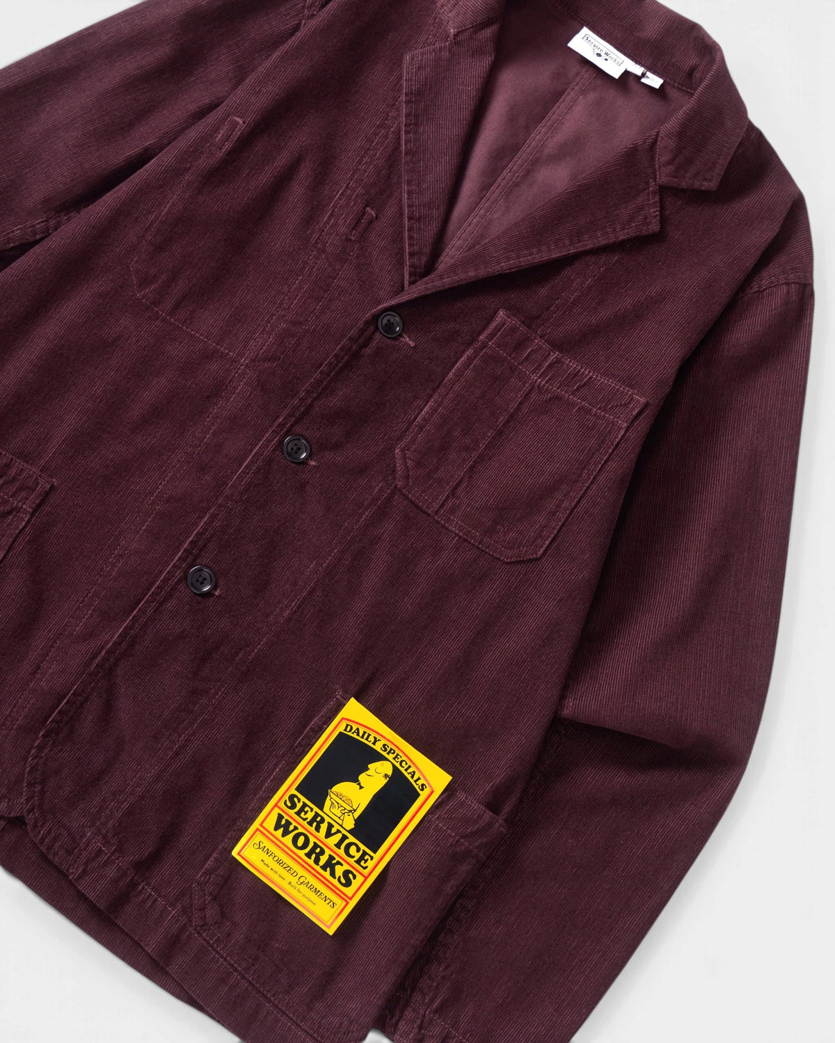 Service Works Fine Cord Server Suit Jacket - Burgundy