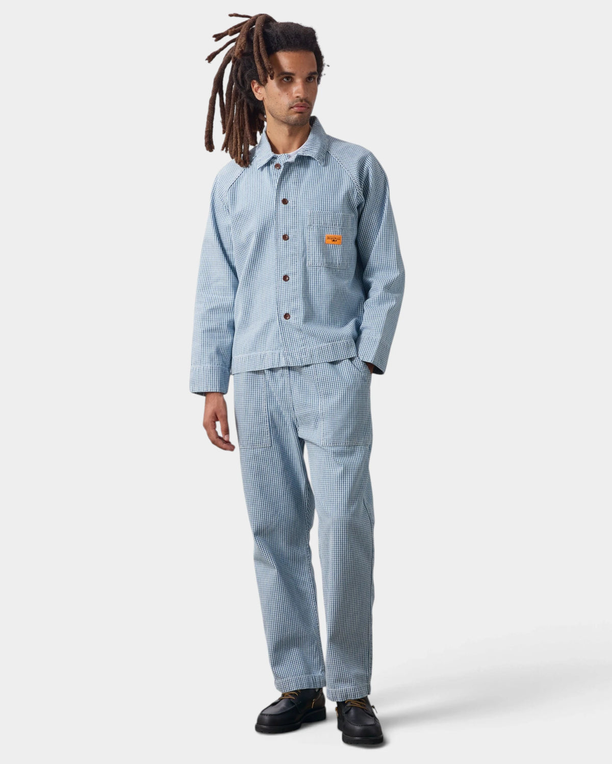 Service Works House Gingham FOH Overshirt - Blue