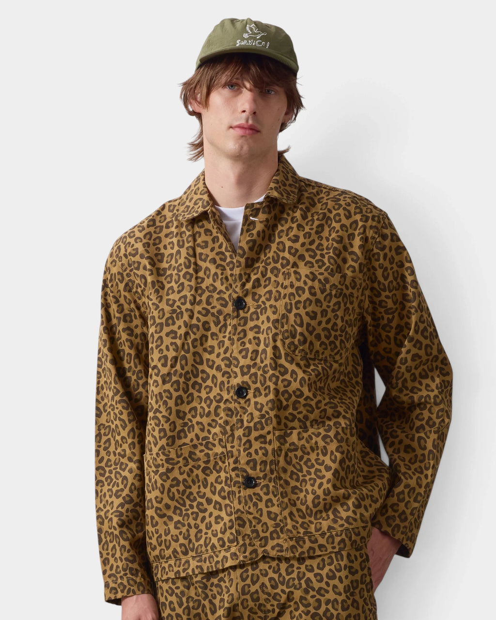 Service Works Patterned Easy Chef Shirt - Brown Leopard