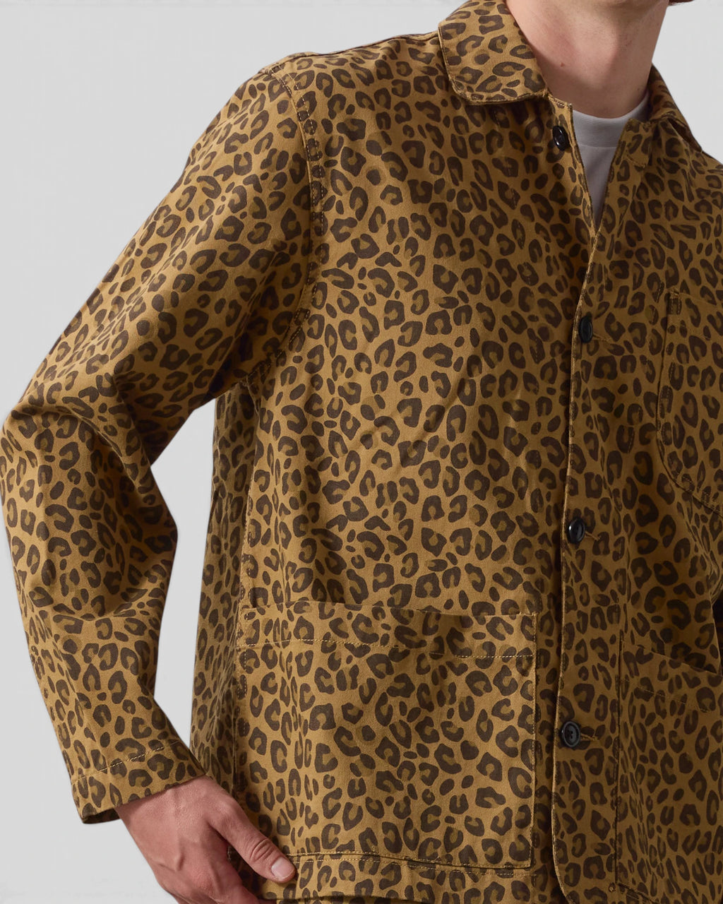 Service Works Patterned Easy Chef Shirt - Brown Leopard