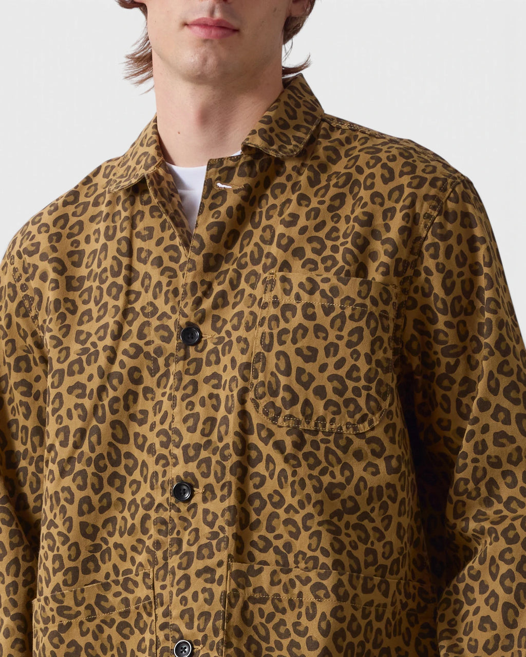 Service Works Patterned Easy Chef Shirt - Brown Leopard
