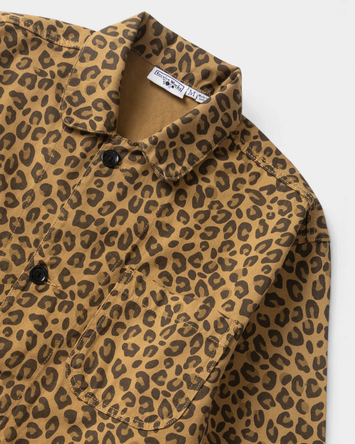 Service Works Patterned Easy Chef Shirt - Brown Leopard